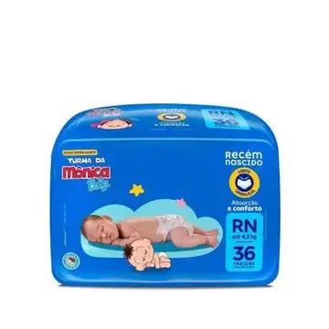Fralda Turma da Mônica Baby Tam. RN até 4,5kg - 36 Unidades
