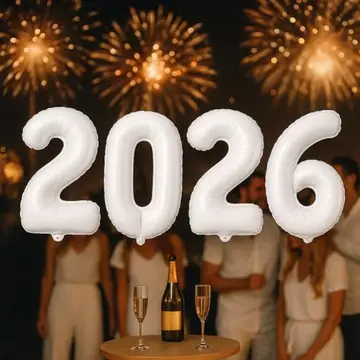 balão número 2026 metalizado mylar 16 branco