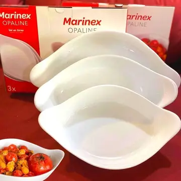 eletrodomésticos marinex conjunto de assadeiras oval opaline 3 peças branco