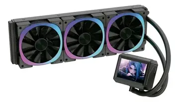 Water Cooler 360mm Rgb Lcd 3 Fans Argb Refrigeração Líquida Preto