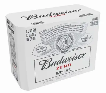 Cerveja Sem Álcool Budweiser, Lata 350ml, Pack com 8 unidades