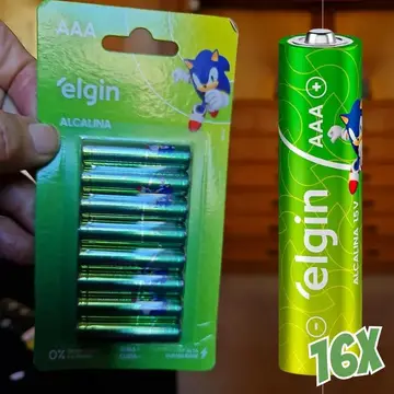 ✅ Pilha Alcalina AAA com 16 unidades Elgin Palito