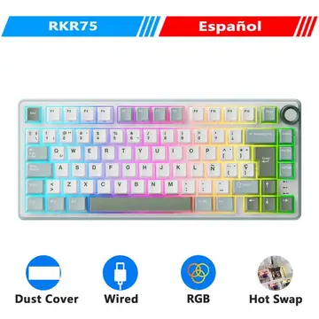 Teclado Mecânico Royal Kludge Rk R75, Rgb, Pbt, Switch Rk Hot Swap, Com Knob de Volume