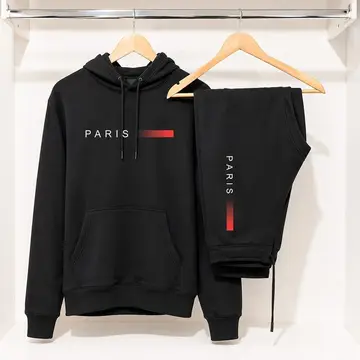 Conjunto Moletom Calça Unissex Paris Canguru Casaco Frio