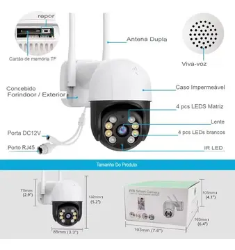 Câmera de Segurança Ip A8 App Icsee Full Hd Wifi 360 Branco/Preto G.Eye