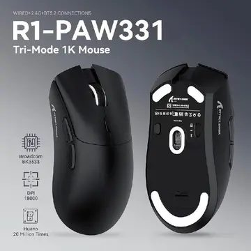 mouse gamer attack shark r1 ultraleve tri-mode 18000 dpi paw3311