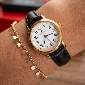 relógio saint germain feminino 24mm dourado correia preta