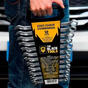 jogo de chaves boca e estrela combinada the black tools tkch12 12 peças 6-22mm