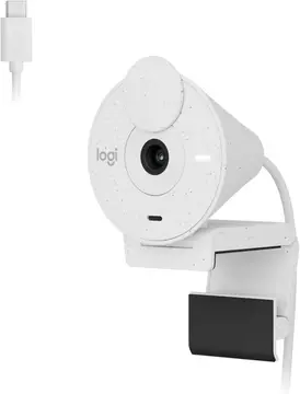 Webcam Full HD Logitech Brio 300 com Microfone com Redução de Ruído, Proteção de Privacidade, Correção Automática de Luz e Conexão USB-C- Br