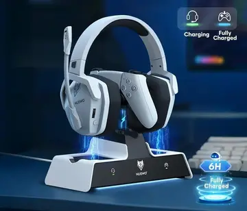 Headset Gamer Wireless Nubwo G06 Pro Trimode com Base, Carrega controle DualSense Ps5