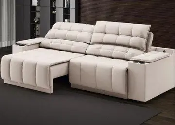 Sofá com Porta Copos Carregador Usb Retrátil Reclinável Samurai 2,30m Velosuede - Netsofas