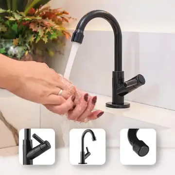 Torneira de Banheiro Preta de Bancada em ABS para Cuba Pia Lavatório Lavabo Black Matte - Aromatec