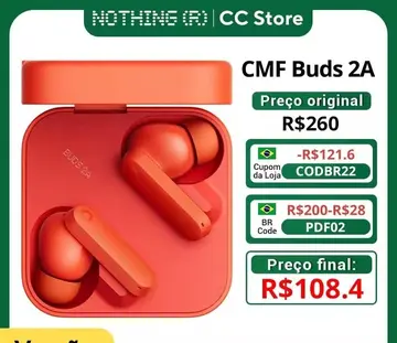 fone de ouvido cmf by nothing buds 2a bluetooth 5.4 tws anc 42db 12.4mm ip54