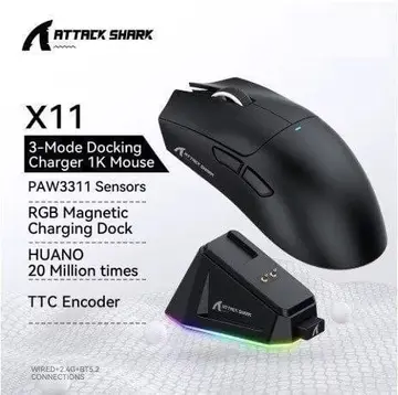 mouse sem fio attack shark x11 preto
