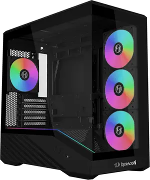 gabinete gamer lian li vector v100 mini redragon spec preto micro-atx com 4 fans janela lateral vidro