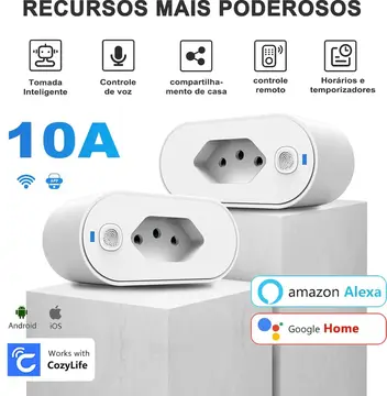 automação residencial kit com 2 tomadas inteligentes wi-fi 10a