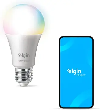 lâmpada inteligente elgin smart color 10w rgb wifi