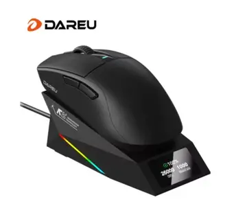 mouse gamer dareu sem fio 3 modos 62g paw3395 26000 dpi base de carregamento