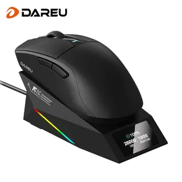 mouse gamer dareu sem fio 3 modos paw3395 26000 dpi
