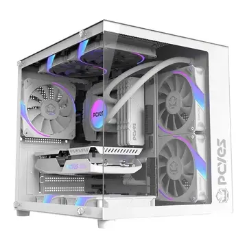 gabinete gamer pcyes forcefield mini white ghost branco