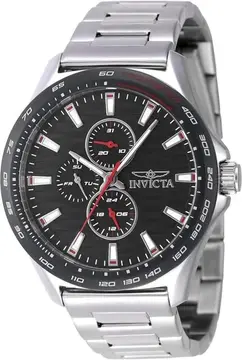 Invicta Relógio masculino Racing de 44 mm, aço inoxidável, mostrador preto, quartzo VH67, Preto