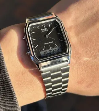 relógio casio aq-230a-1dmq vintage prata unissex