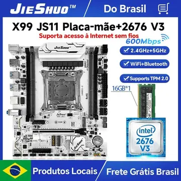 kit placa mãe jieshuo js11 white argb xeon 2676 v3 1x16gb ddr3