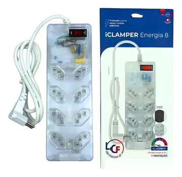Filtro de Linha Clamper Energia 8 Tomadas Bivolt, com Dps e Proteção Lcf Transparente