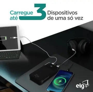 power bank elg pb200bk 20000mah micro usb usb-c preto