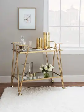 Linon Carrinho de bar Gina Mid-Century, dourado