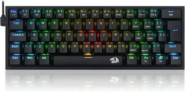 teclado redragon fizz rgb preto switch azul