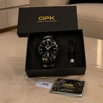 relógios opk 8105 preto aço quartzo à prova d'água