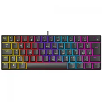 Teclado Mecânico Gamer Ninja Leap 60%, Switch Blue, Rainbow, ABNT2, Preto, GN-KB-LPBL60BBUAB