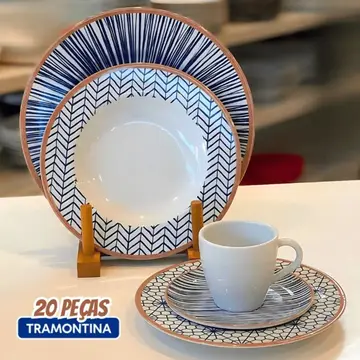 louças e utensílios domésticos tramontina abstratta 20 peças branco liso