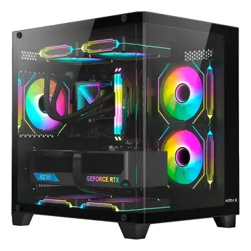 gabinete gamer hyrax hgb750 mini tower curvo temperado