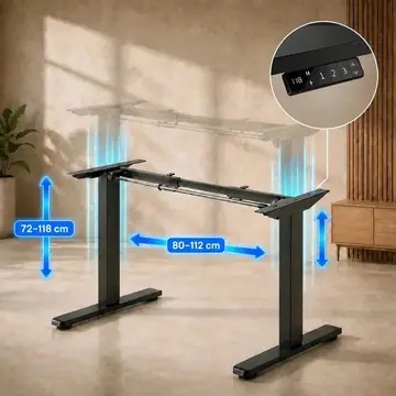 Estrutura De Mesa Elétrica Ergonômica Ajustável C/ Regulagem Altura Estável Cor Preta LuvinCo
