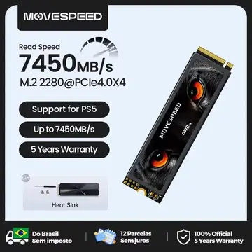 SSD NVMe M.2 2280 MOVESPEED PCIe 4.0x4 até 7450MB/s 1TB