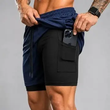 Bermuda Masculina 2 Em 1 Compressão Short Dry Fit Academia