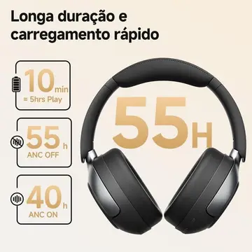 🎧 QCY H3 Pro ANC - Fone Bluetooth - Cancelamento 50dB - 55h Bateria - Preto