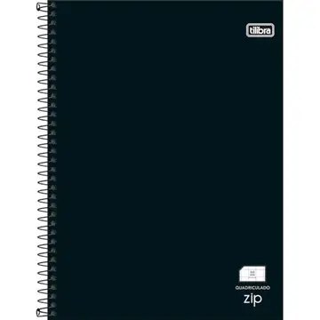 Tilibra - Caderno Quadriculado 5x5 mm Espiral Capa Dura Universitário Zip Preto 48 Folhas - 200mm x 275mm