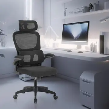 Cadeira de escritório, design ergonômico com suporte lombar independente