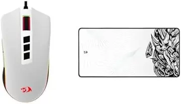 Mouse Gamer Redragon Cobra V2 Special Edition Cypher Branco e Preto RGB M711A-RGB + Mousepad Gamer Redragon Flick XL