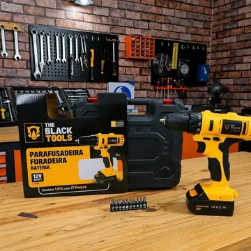 🛒Furadeira Parafusadeira Sem Fio A Bateria Tb-12e 12v 3/8 10mm Com Maleta E Acessórios The Black Tools