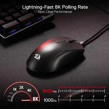 Mouse Gamer Redragon K1ng 8K Preto PAW3395 8000 Hz