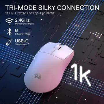Mouse Gamer Redragon King Pro Branco Pixart PAW3395 26000DPI M916W-PRO-1K