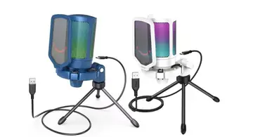 Microfone Fifine A6v Com Luz Rgb Com Pop Filter