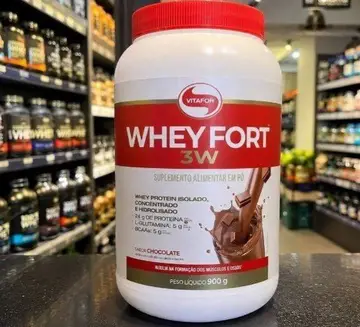 🛒 Whey Fort 3W Vitafor Proteina em Po Sabor Chocolate. Em Pote De 900g