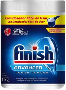 Finish Advanced Detergente para Lava Louças em Pó, Sabão Limpeza Profunda, 1kg