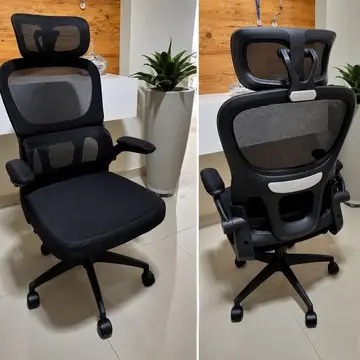 🛒Cadeira de Escritório Ergonômica FivDaily C600 Preta, com Apoio de Cabeça e Suporte Lombar