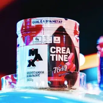 🛒Creatina 7 Belo 300g Creatina Monohidratada Sabor Framboesa Força Energia Alta Performance Treino